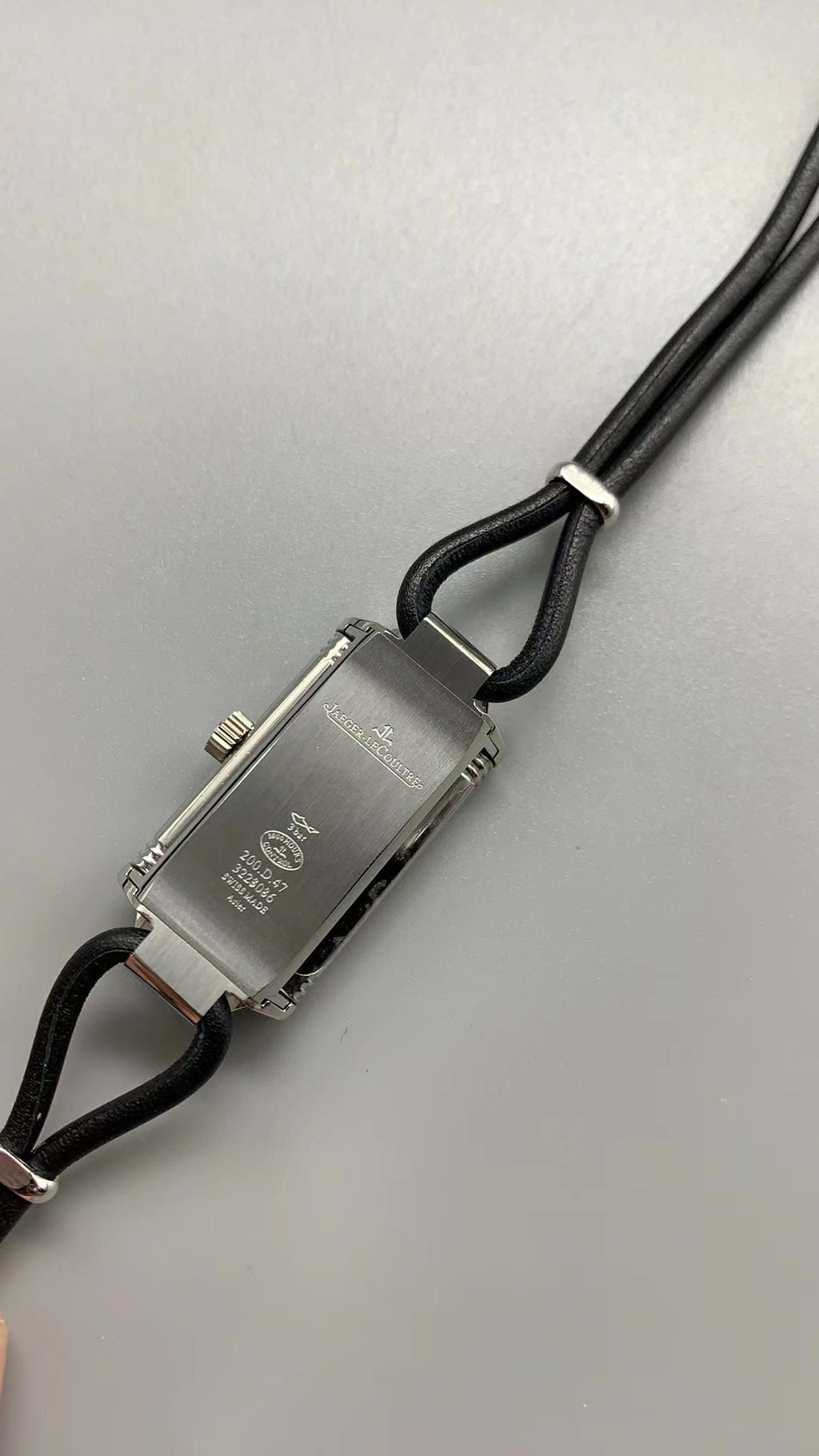 Jaeger-LeCoultre Reverso One Duetto Jewelry | 40×20MM | Stainless steel case | Diamond-set bezel | Silver dial | Black thin leather strap | Manual winding movement