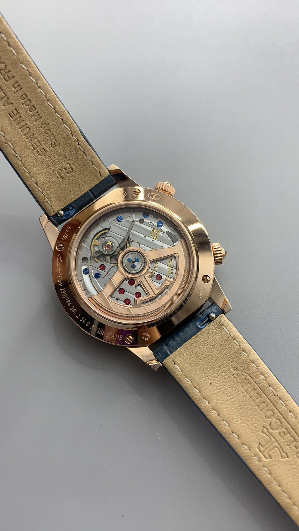 Jaeger-LeCoultre Rendez-Vous Star | 36MM | Rose gold-plated stainless steel case | Diamond-set bezel | Falling star function | Blue dial | Blue alligator strap | Automatic movement Cal.734