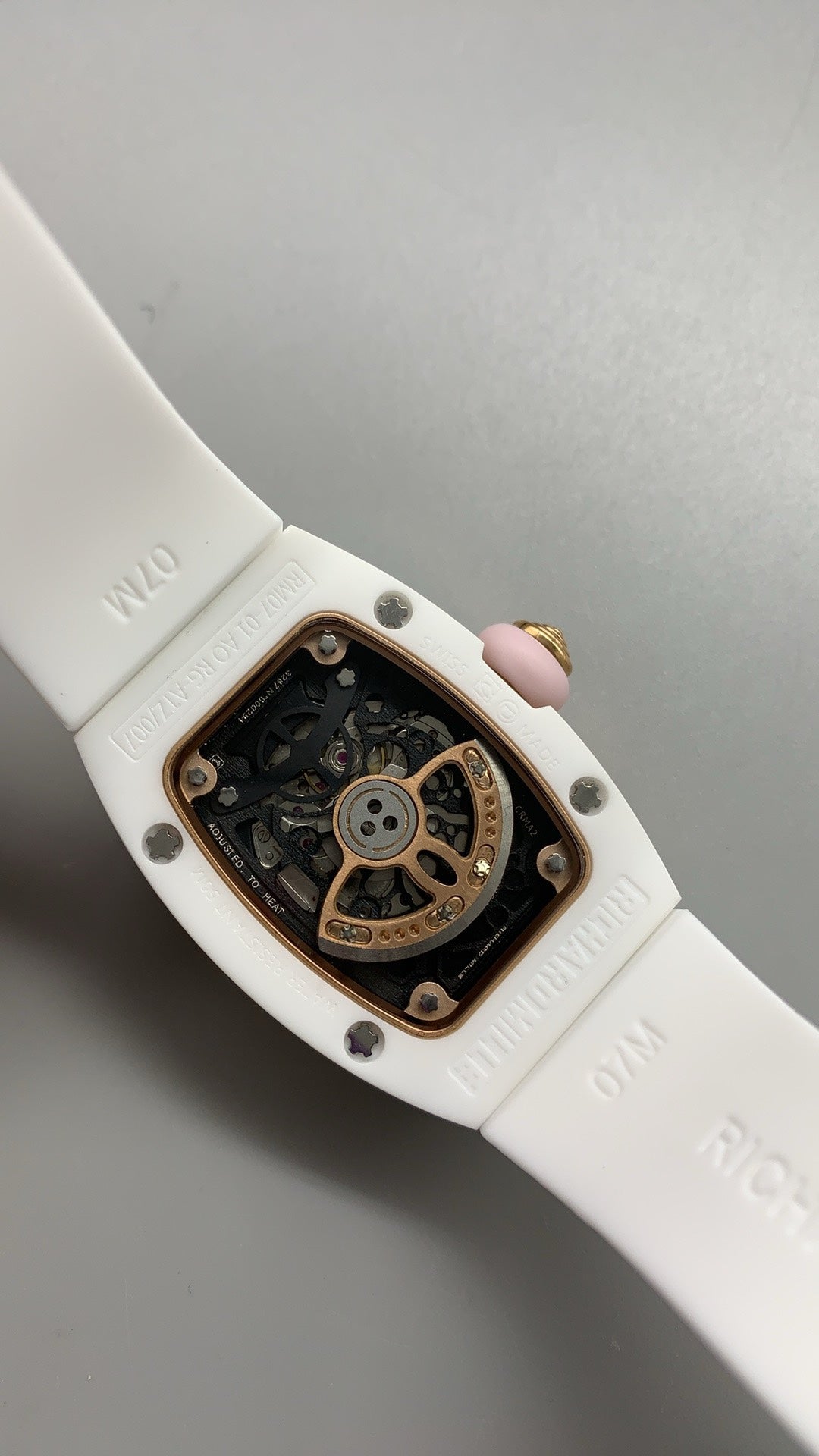 Richard Mille RM07-01 Marshmallow | 31MM | ตัวเรือนเซรามิกสีขาว | หน้าปัดศิลปะเคลือบสีพาสเทล (Marshmallow) | กลไกอัตโนมัติ CRMA2