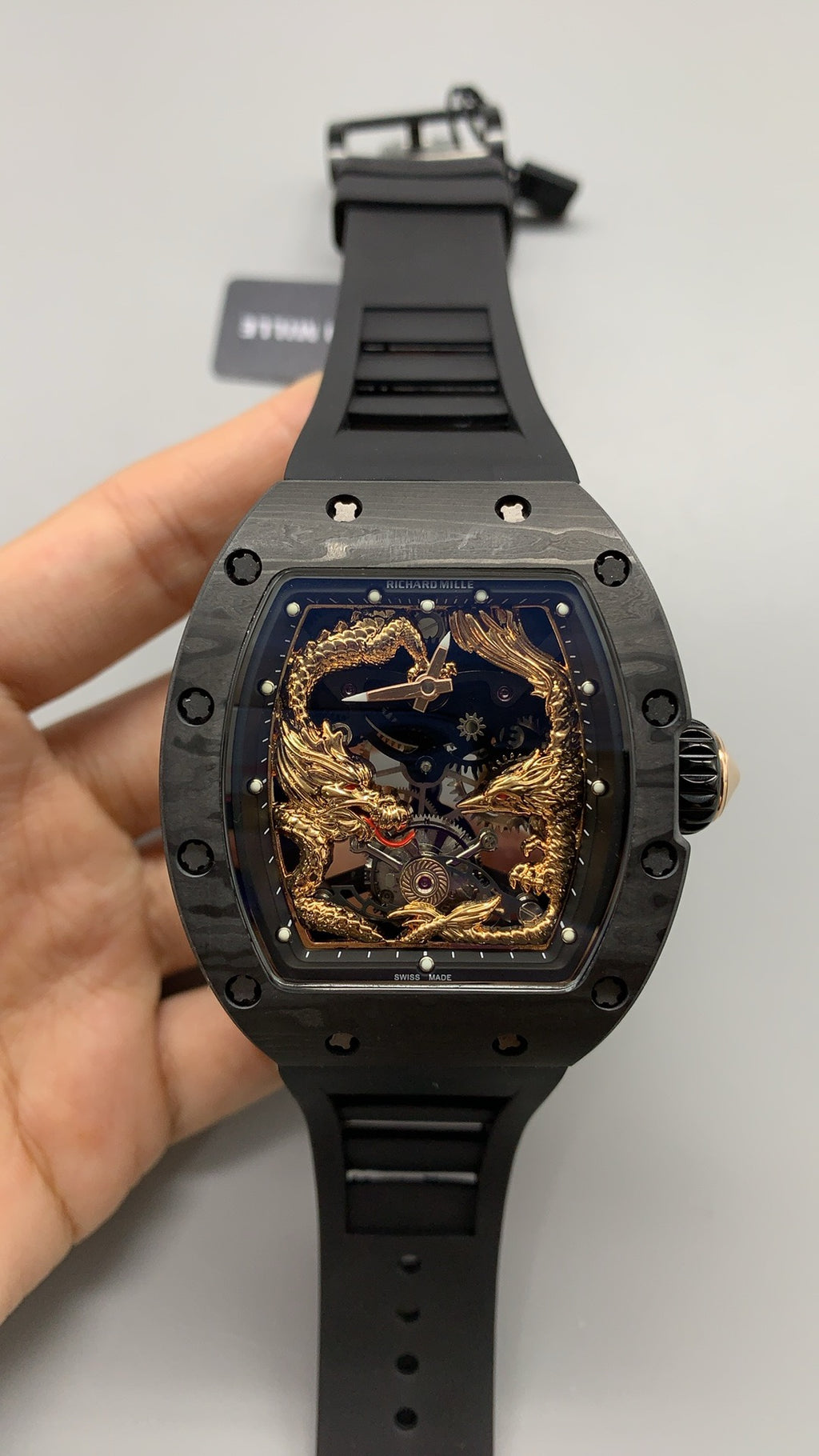 Richard Mille RM57-03 Dragon & Phoenix | 42.7MM | ตัวเรือนโรสโกลด์ | หน้าปัดประติมากรรมมังกร-ฟีนิกซ์ | กลไกไขลานมือ Flying Tourbillon