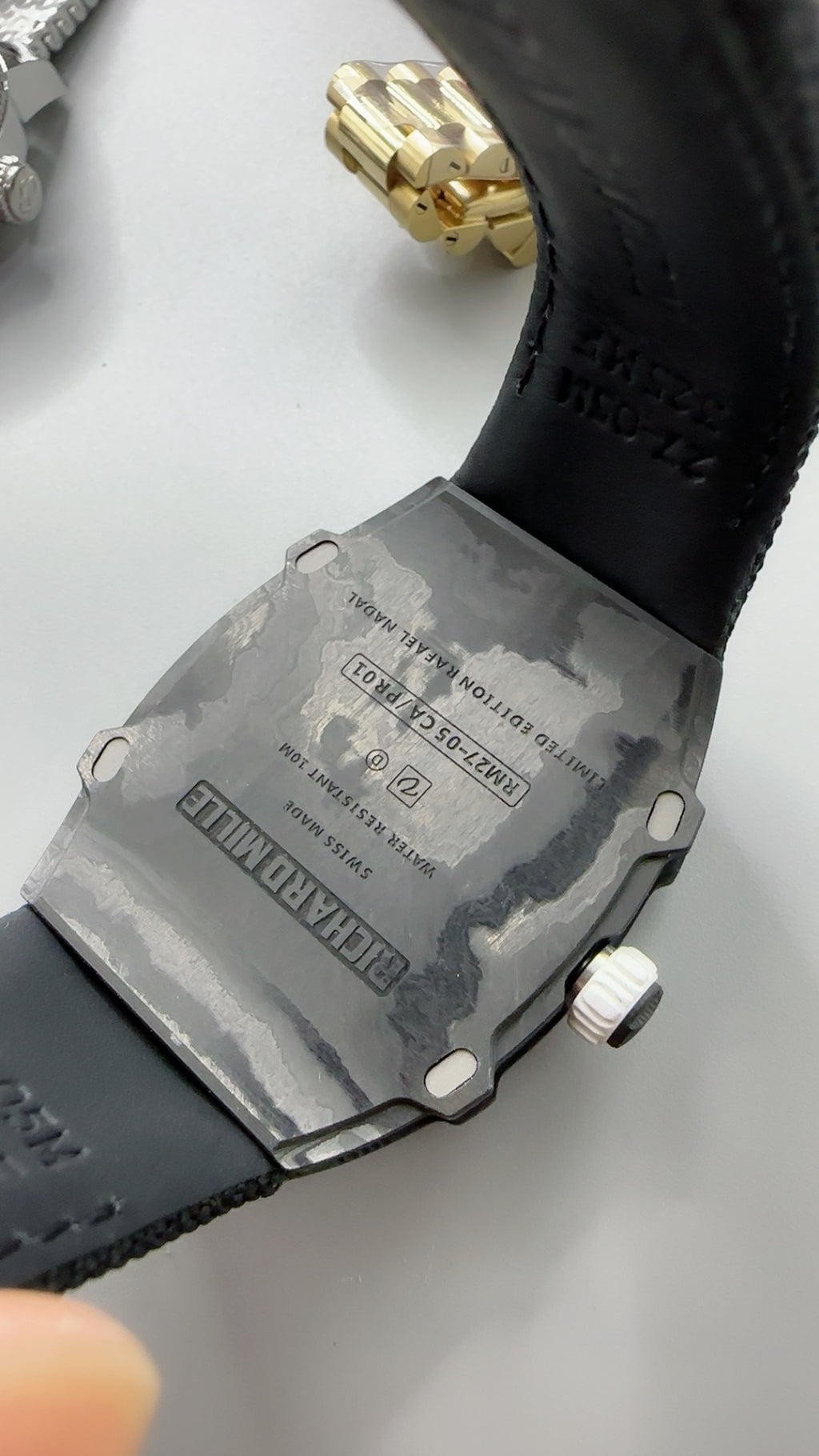 Richard Mille RM27-05 | 38.4MM | ตัวเรือนคาร์บอนไฟเบอร์ TPT + โครงไทเทเนียม | น้ำหนักเบาพิเศษ | หน้าปัดสเกเลตัน | กลไกไขลานมือ RM27-05