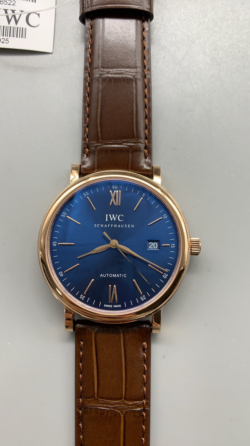 IWC Portofino Automatic | 40MM | หน้าปัดสีน้ำเงิน | ขอบโรสโกลด์ | สายหนังสีน้ำตาล