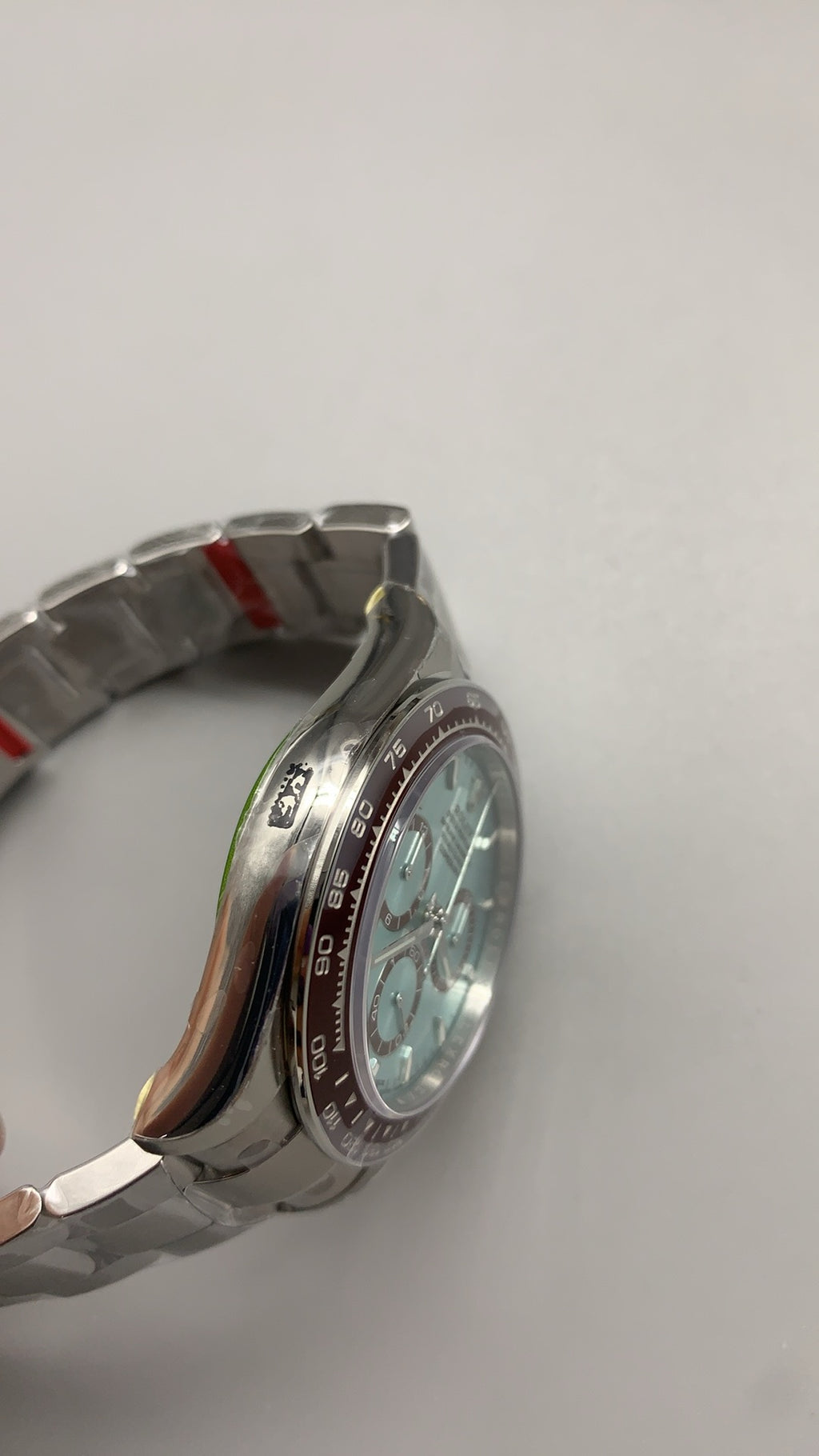 Rolex Daytona 40MM | หน้าปัดสีฟ้าน้ำแข็ง | ตัวเรือนสแตนเลสเคลือบสีแพลทินัม PVD | กลไกอัตโนมัติ Cal.4131