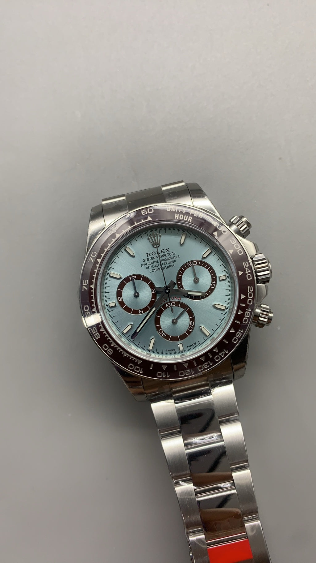 Rolex Daytona 40MM | หน้าปัดสีฟ้าน้ำแข็ง | ตัวเรือนสแตนเลสเคลือบสีแพลทินัม PVD | กลไกอัตโนมัติ Cal.4131