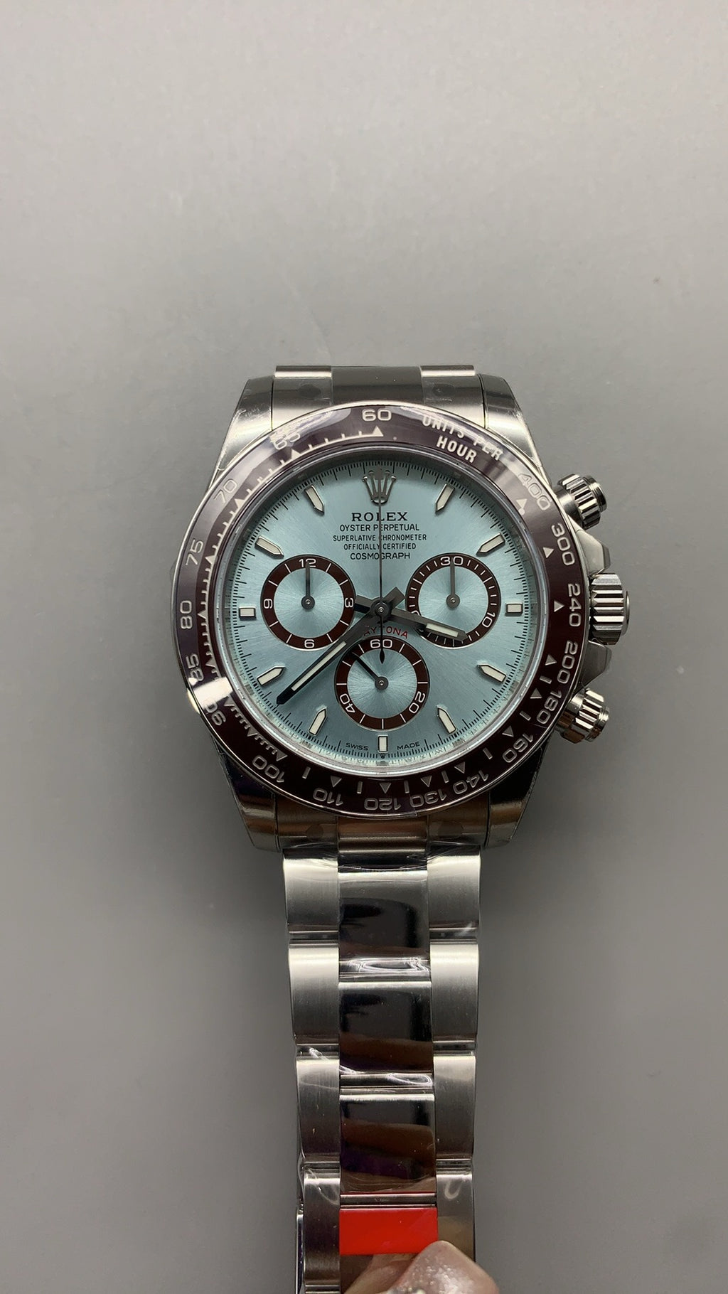 Rolex Daytona 40MM | หน้าปัดสีฟ้าน้ำแข็ง | ตัวเรือนสแตนเลสเคลือบสีแพลทินัม PVD | กลไกอัตโนมัติ Cal.4131