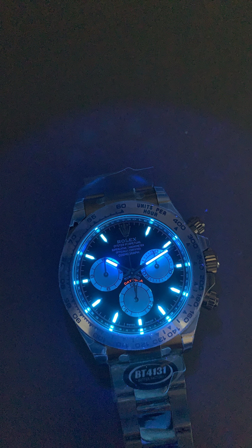 Rolex Daytona 40MM | หน้าปัดสีดำ | ตัวเรือนสแตนเลสเคลือบสีไวท์โกลด์ PVD | กลไกอัตโนมัติ Cal.4131