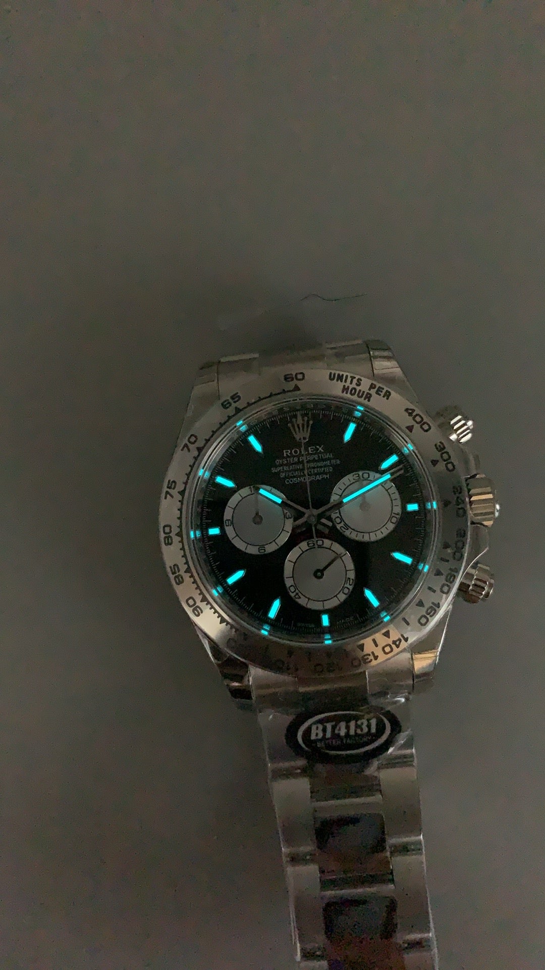 Rolex Daytona 40MM | หน้าปัดสีดำ | ตัวเรือนสแตนเลสเคลือบสีไวท์โกลด์ PVD | กลไกอัตโนมัติ Cal.4131