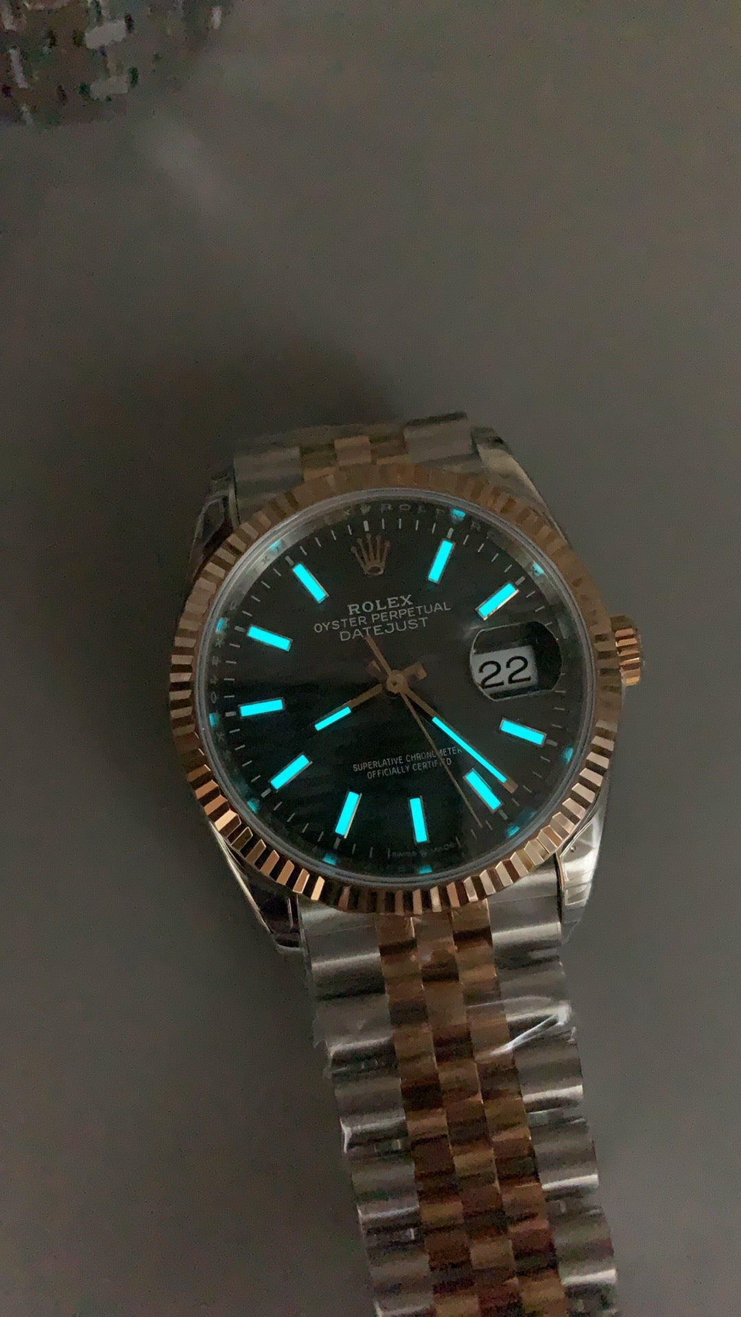 Rolex Datejust 36MM | หน้าปัดลายตาราง | ตัวเรือนสแตนเลสสลับเคลือบสีโรสโกลด์ PVD | กลไกอัตโนมัติ Cal.3235