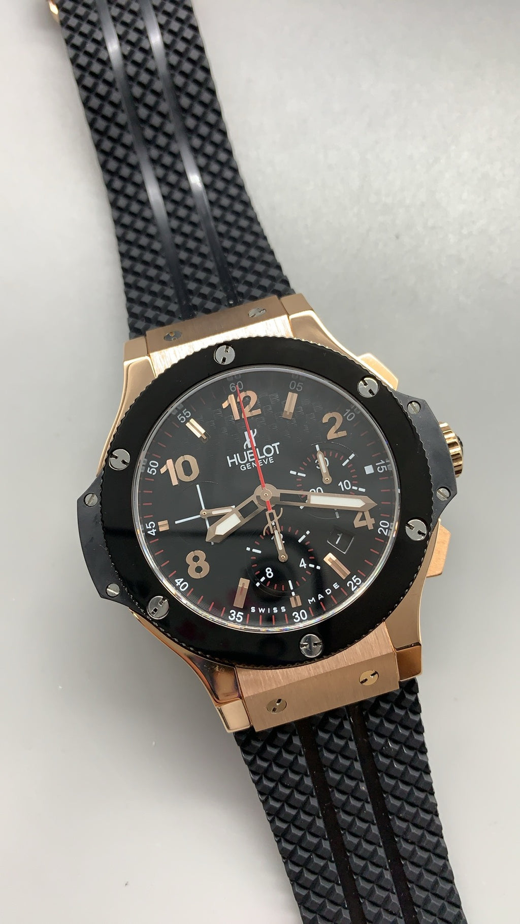 Hublot Big Bang Chronograph | 44MM | ตัวเรือนสแตนเลสสตีลเคลือบสีโรสโกลด์แบบ PVD | หน้าปัดสเกเลตัน | จับเวลา Chronograph | กลไกอัตโนมัติ HUB4100