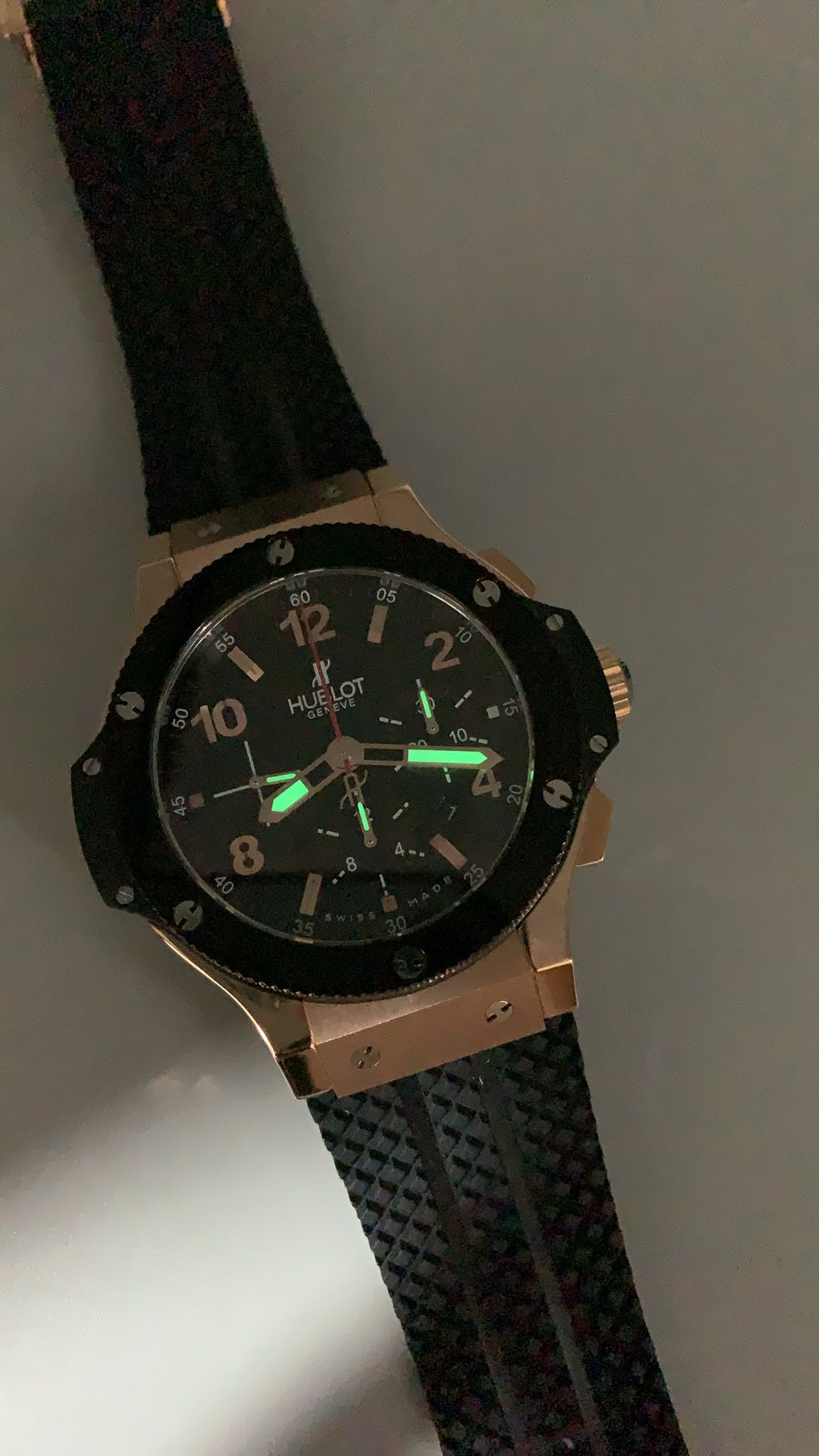 Hublot Big Bang Chronograph | 44MM | ตัวเรือนสแตนเลสสตีลเคลือบสีโรสโกลด์แบบ PVD | หน้าปัดสเกเลตัน | จับเวลา Chronograph | กลไกอัตโนมัติ HUB4100