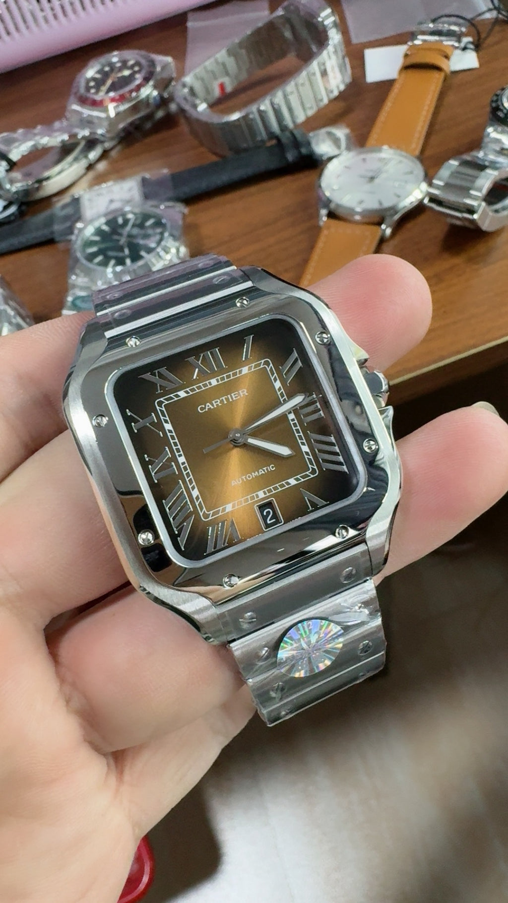 Cartier Santos de Cartier | ขนาด 40 มม. (Large) | หน้าปัดสีน้ำตาล | อัตโนมัติ