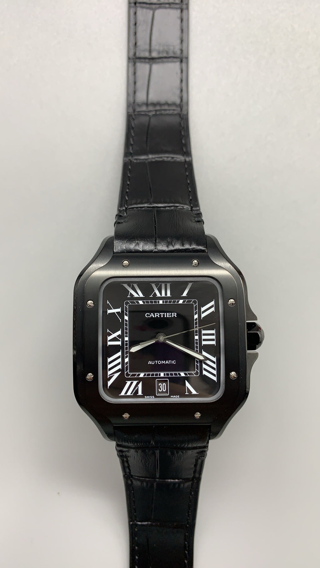Cartier Santos de Cartier | ขนาด 40 มม. (Large) | สีดำทั้งเรือน | สายหนัง | อัตโนมัติ
