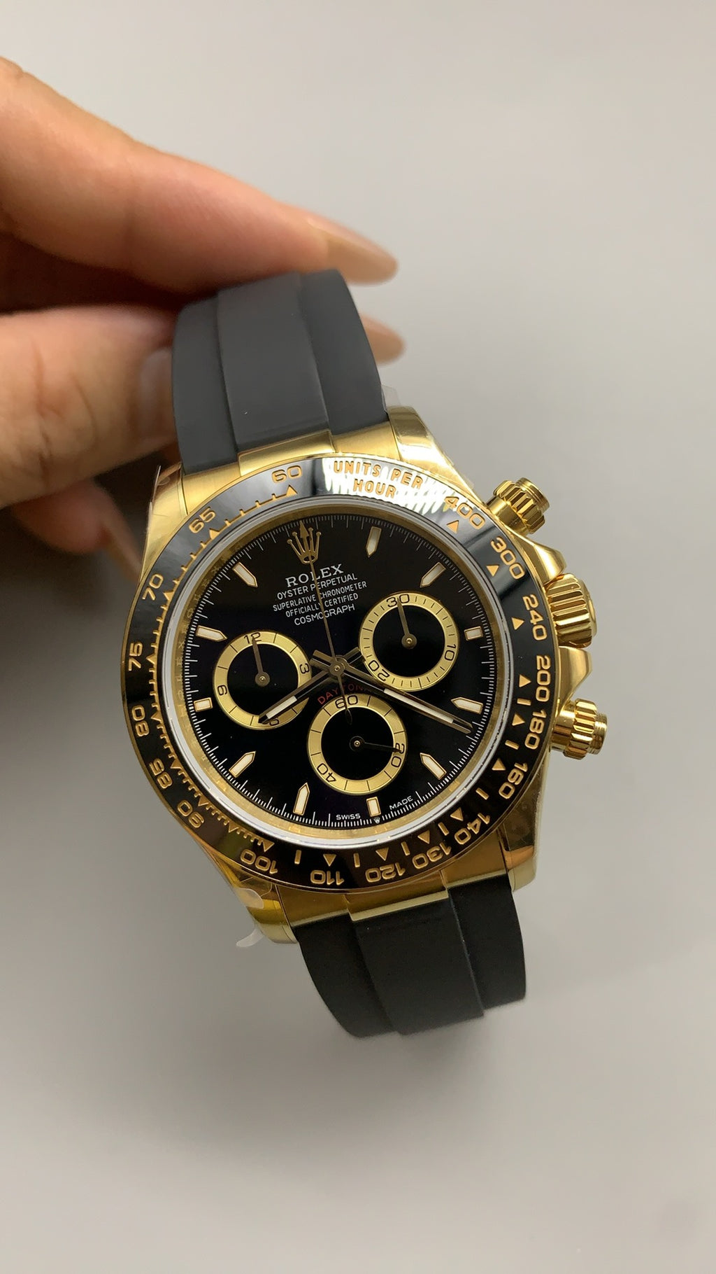 Rolex Daytona 40MM | หน้าปัดสีดำ | ตัวเรือนสแตนเลสเคลือบสีทอง PVD | กลไกอัตโนมัติ Cal.4131