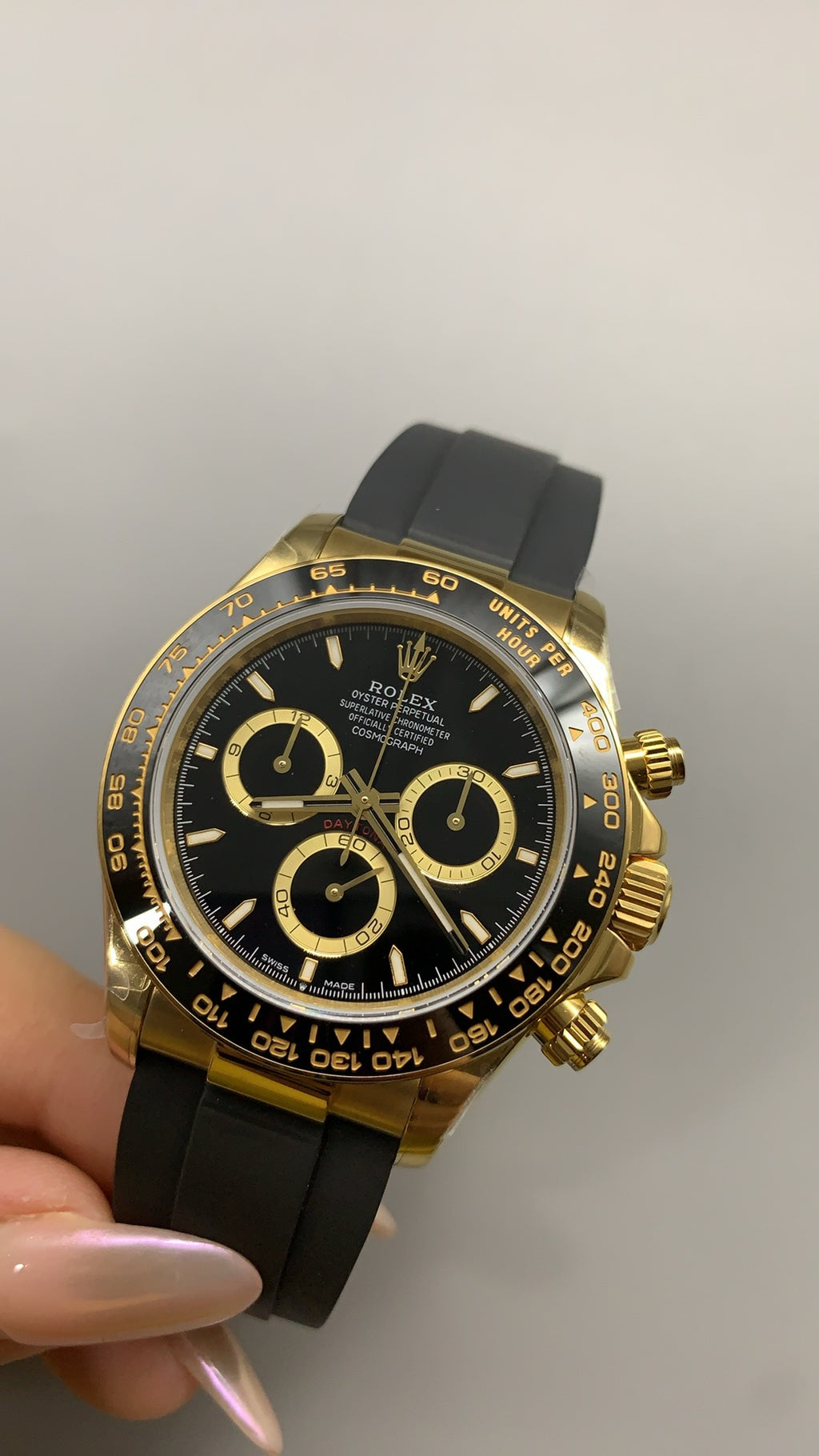 Rolex Daytona 40MM | หน้าปัดสีดำ | ตัวเรือนสแตนเลสเคลือบสีทอง PVD | กลไกอัตโนมัติ Cal.4131