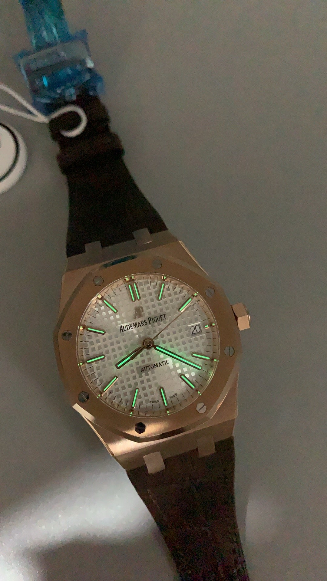 Audemars Piguet Royal Oak 15450 | 37MM | ตัวเรือนสแตนเลสสตีลเคลือบสีโรสโกลด์แบบ PVD | หน้าปัดสีขาว | สายหนัง | กลไกอัตโนมัติ Cal.3120