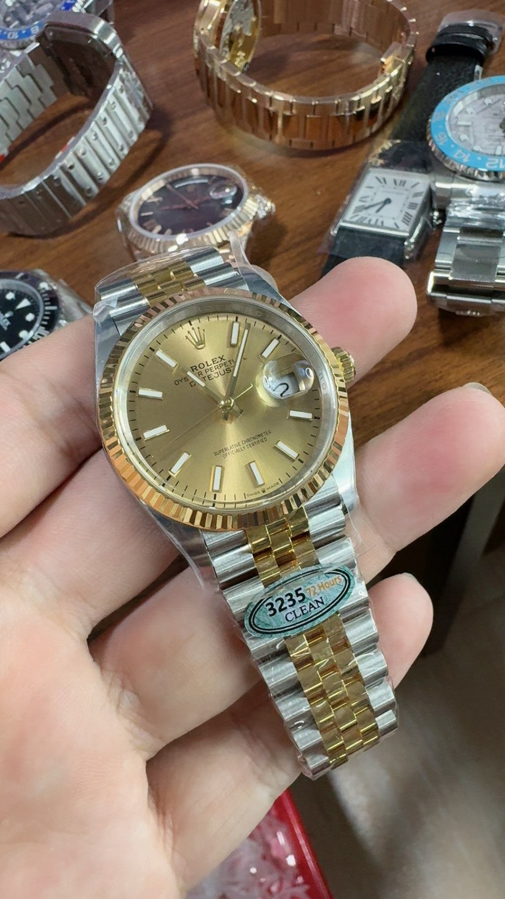 Rolex Datejust 36MM | ตัวเรือนสแตนเลสสลับเคลือบสีทอง PVD | กลไกอัตโนมัติ Cal.3235