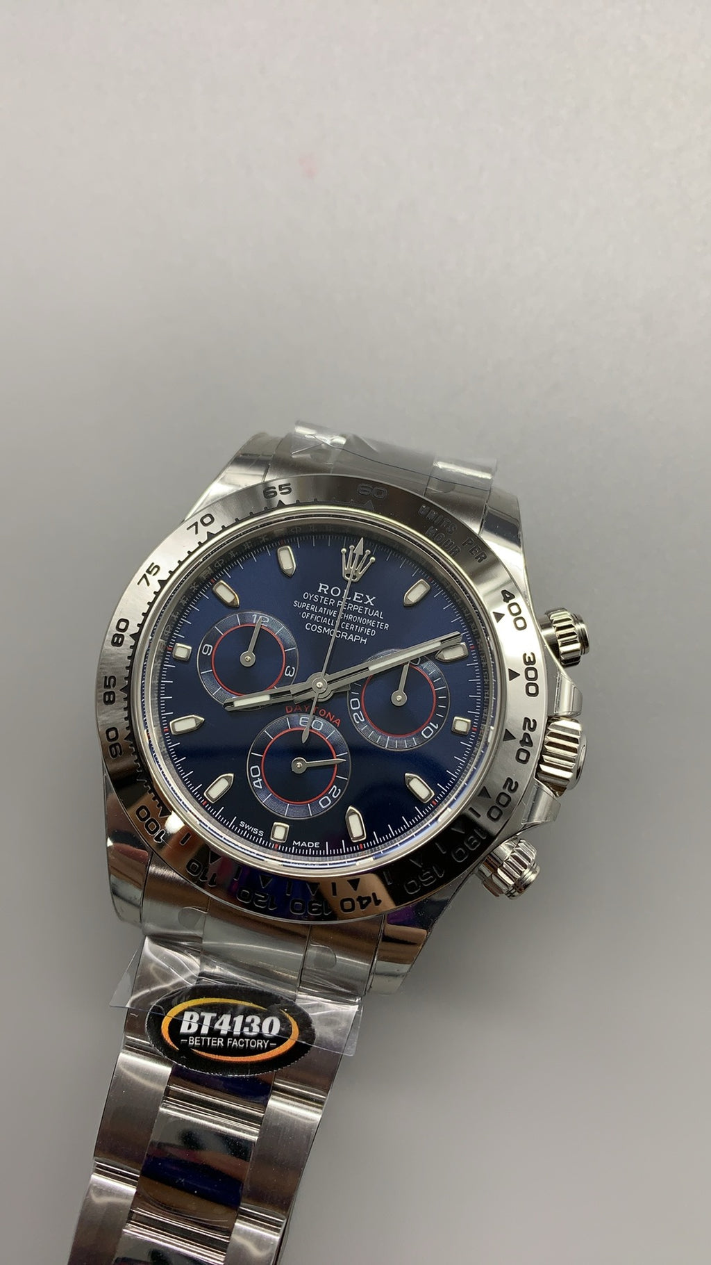 Rolex Daytona 40MM | หน้าปัดสีฟ้า (Ice Blue) | ตัวเรือนสแตนเลสเคลือบสีไวท์โกลด์ PVD