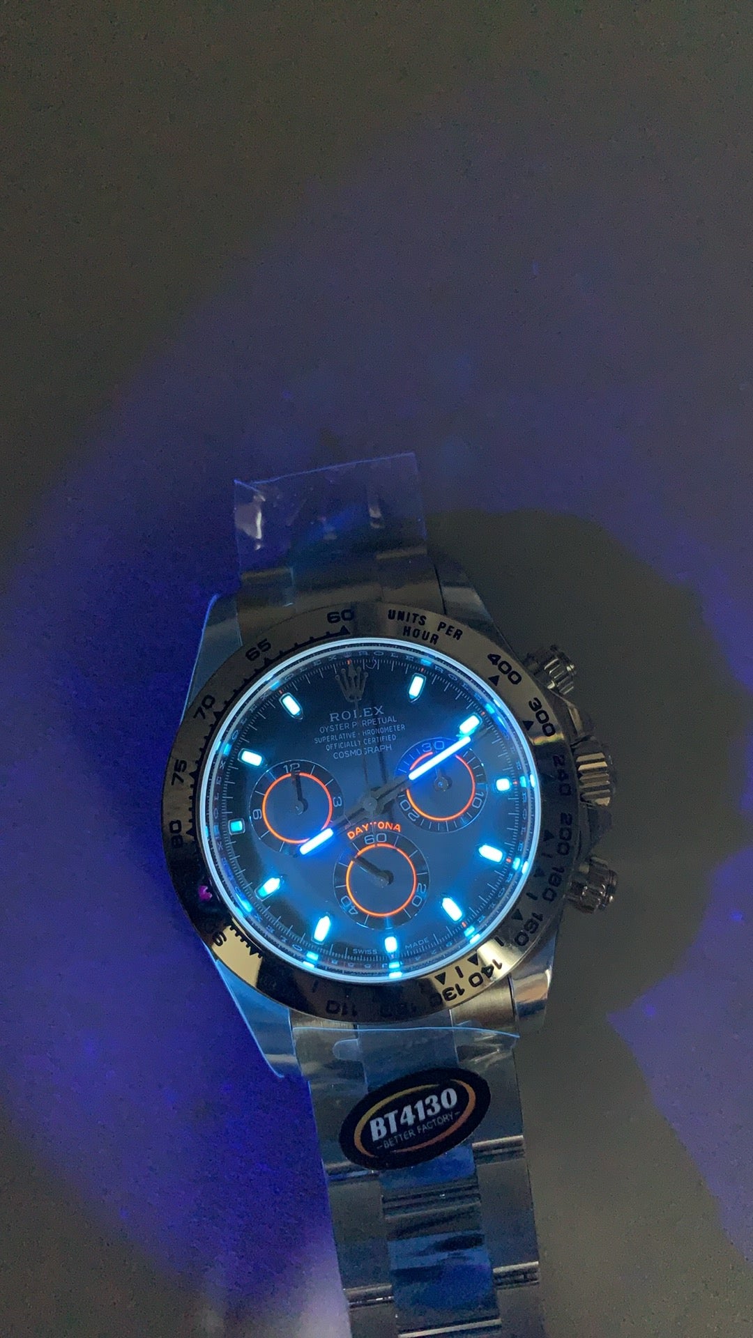 Rolex Daytona 40MM | หน้าปัดสีฟ้า (Ice Blue) | ตัวเรือนสแตนเลสเคลือบสีไวท์โกลด์ PVD