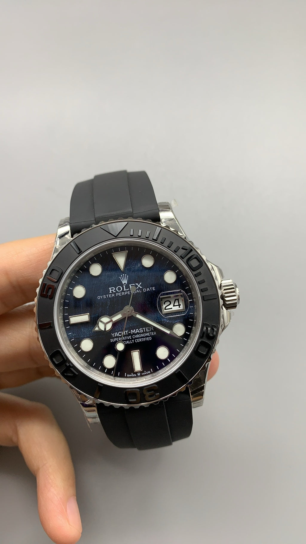 Rolex Yacht-Master 42MM | หน้าปัดหินตาเหยี่ยว | ตัวเรือนสแตนเลสเคลือบสีไวท์โกลด์ PVD