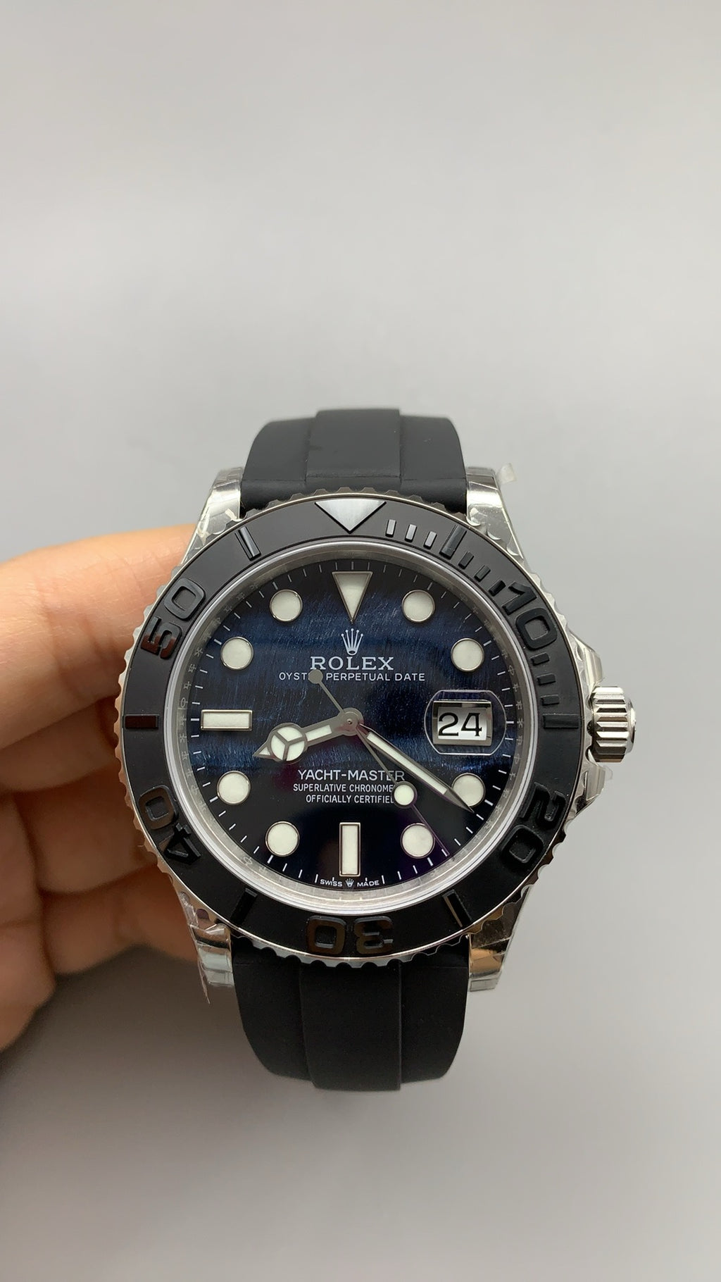 Rolex Yacht-Master 42MM | หน้าปัดหินตาเหยี่ยว | ตัวเรือนสแตนเลสเคลือบสีไวท์โกลด์ PVD