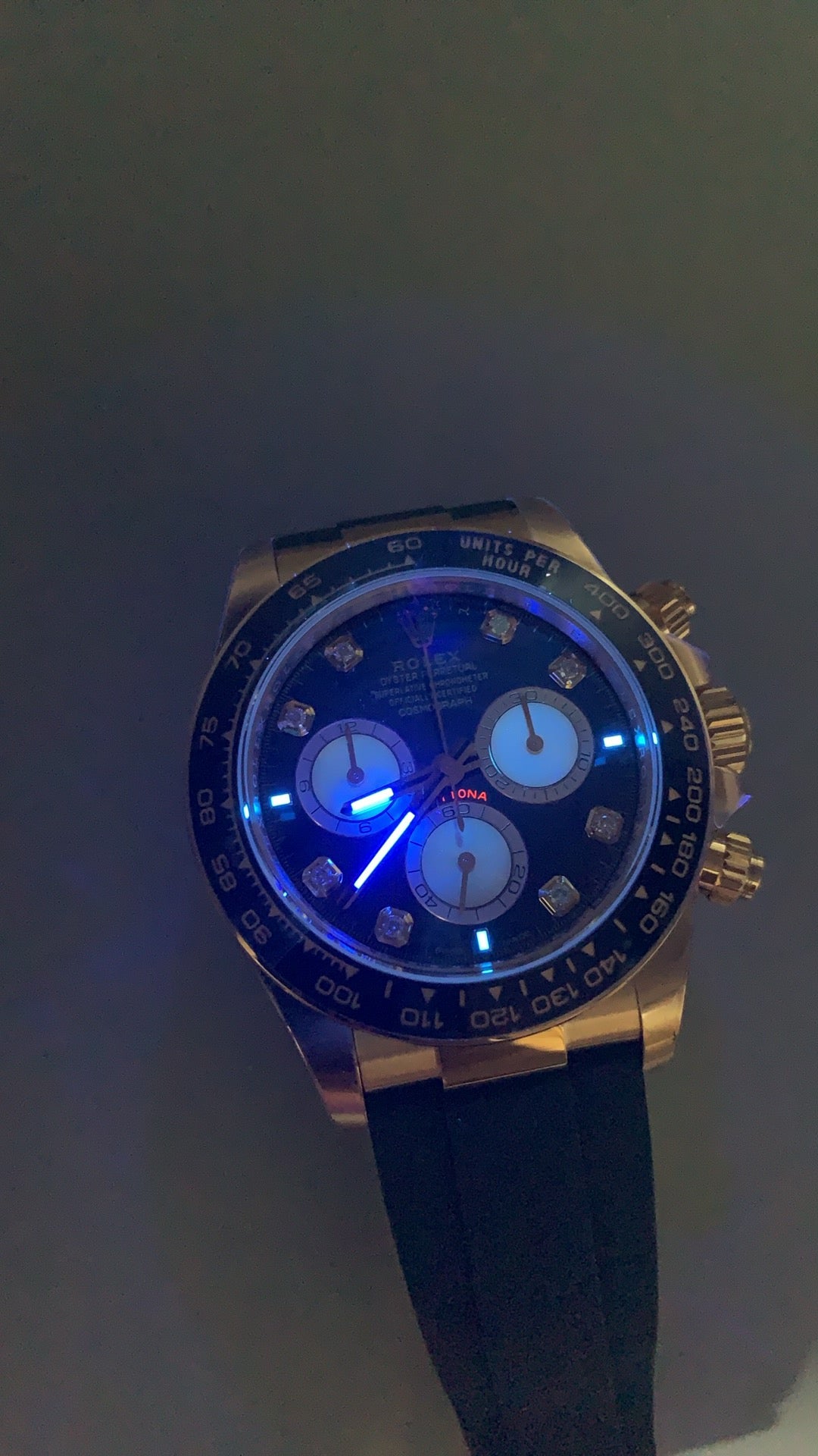 Rolex Daytona 40MM | หน้าปัดสีดำ ประดับเพชร | ตัวเรือนสแตนเลสเคลือบสีโรสโกลด์ PVD