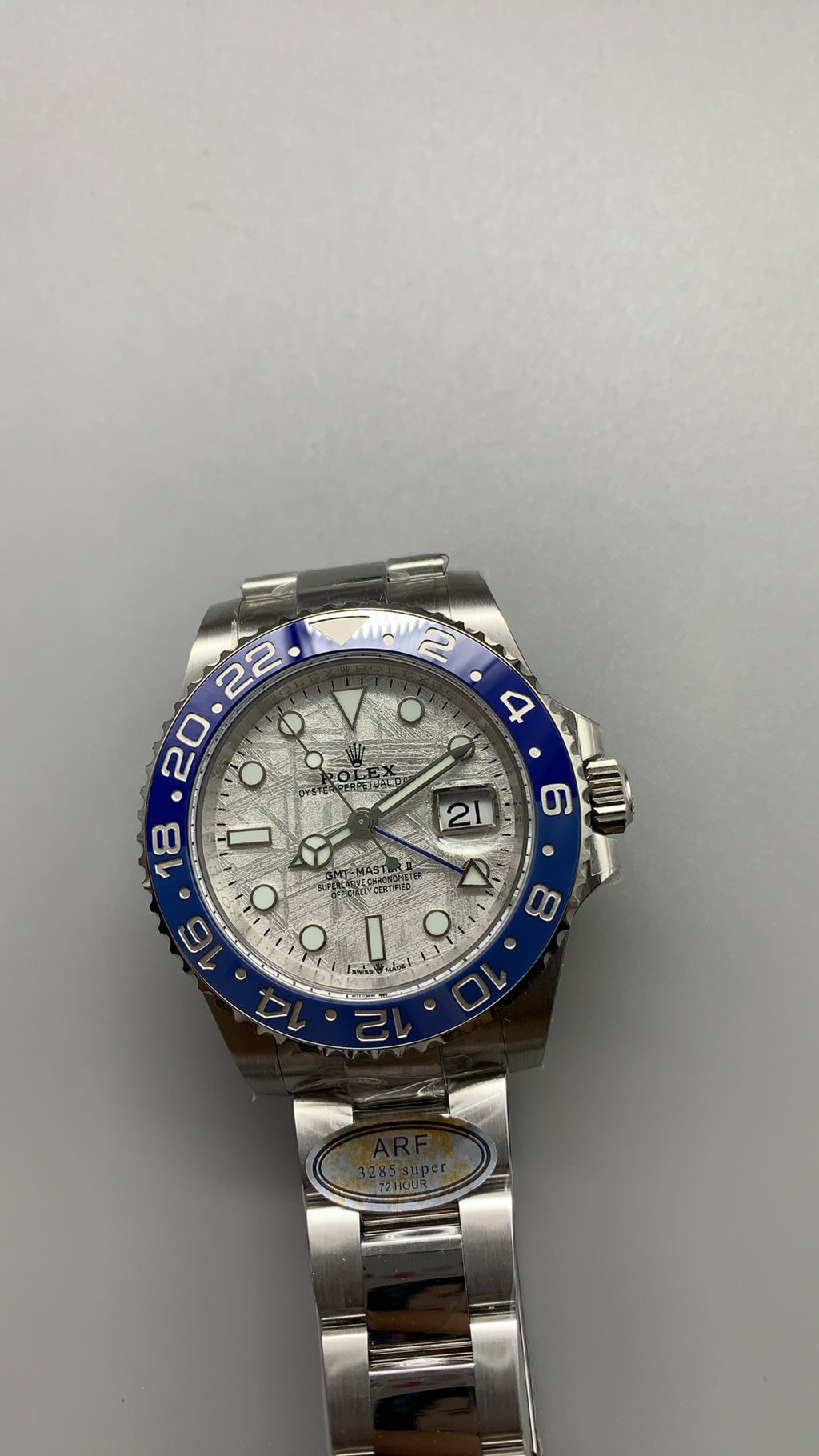 Rolex GMT-Master II 40MM | หน้าปัดอุกกาบาต ขอบสีน้ำเงิน-แดง (บลูเบอร์รี่) | กลไกอัตโนมัติ Cal.3285