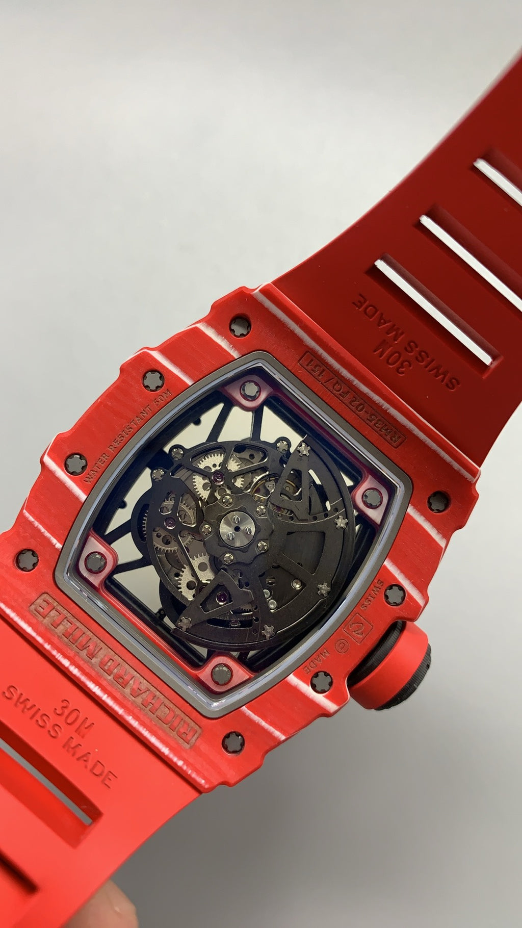 Richard Mille RM35-02 | 42MM | ตัวเรือนคาร์บอนไฟเบอร์ NTPT + ขอบไทเทเนียม | หน้าปัดสเกเลตัน | กลไกอัตโนมัติ RMAL1