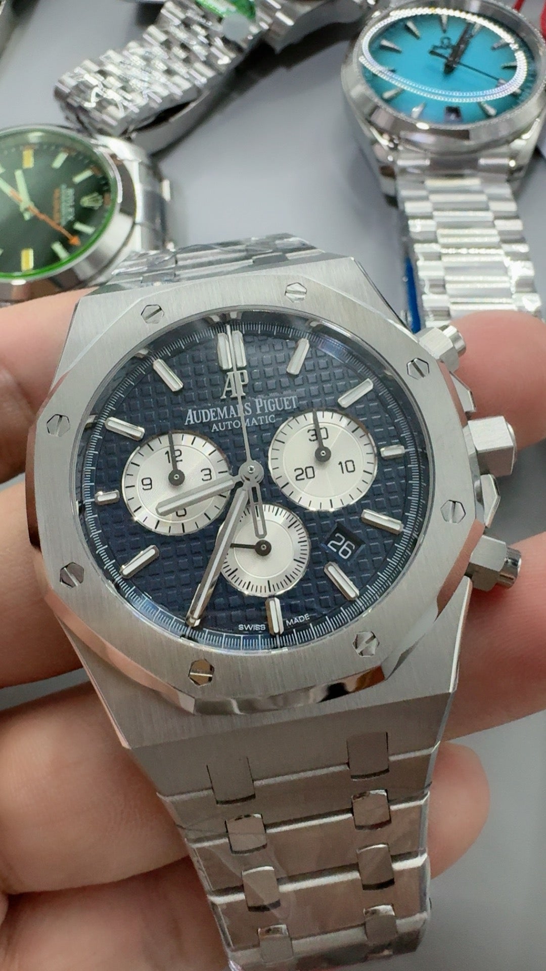 Audemars Piguet Royal Oak 26331ST | 41MM | ตัวเรือนสแตนเลสสตีล | หน้าปัดสีน้ำเงิน | จับเวลา Chronograph | กลไกอัตโนมัติ Cal.2385