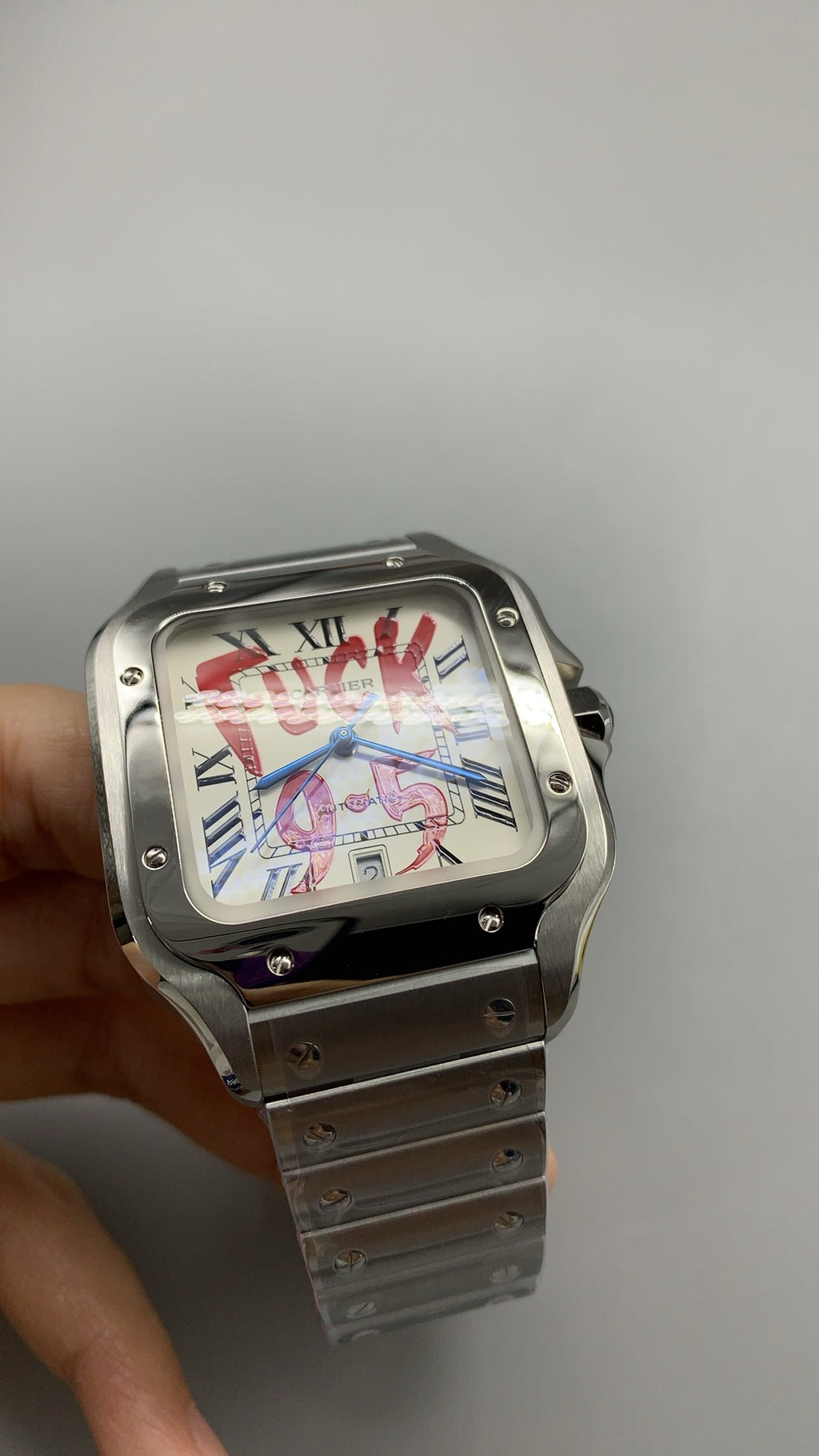 Cartier Santos de Cartier | ขนาด 40 มม. (Large) | หน้าปัดสีขาว | รุ่นแต่งพิเศษ Fuck 9.5 | อัตโนมัติ