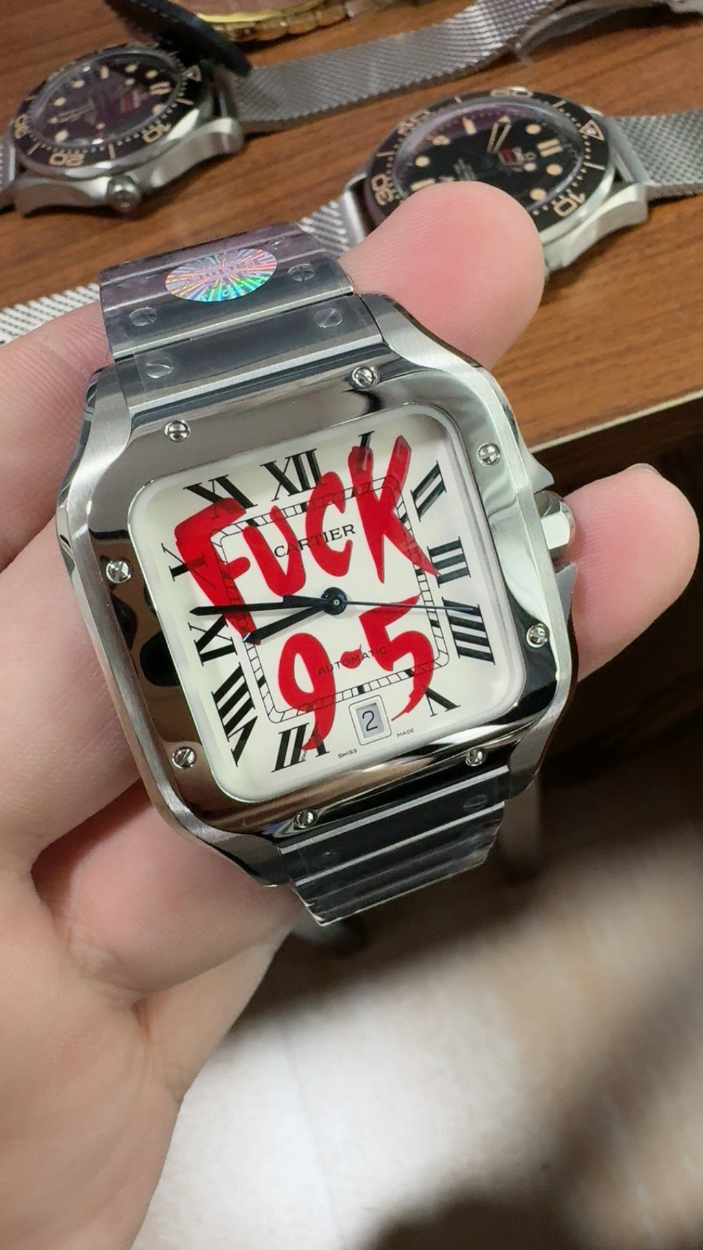 Cartier Santos de Cartier | ขนาด 40 มม. (Large) | หน้าปัดสีขาว | รุ่นแต่งพิเศษ Fuck 9.5 | อัตโนมัติ