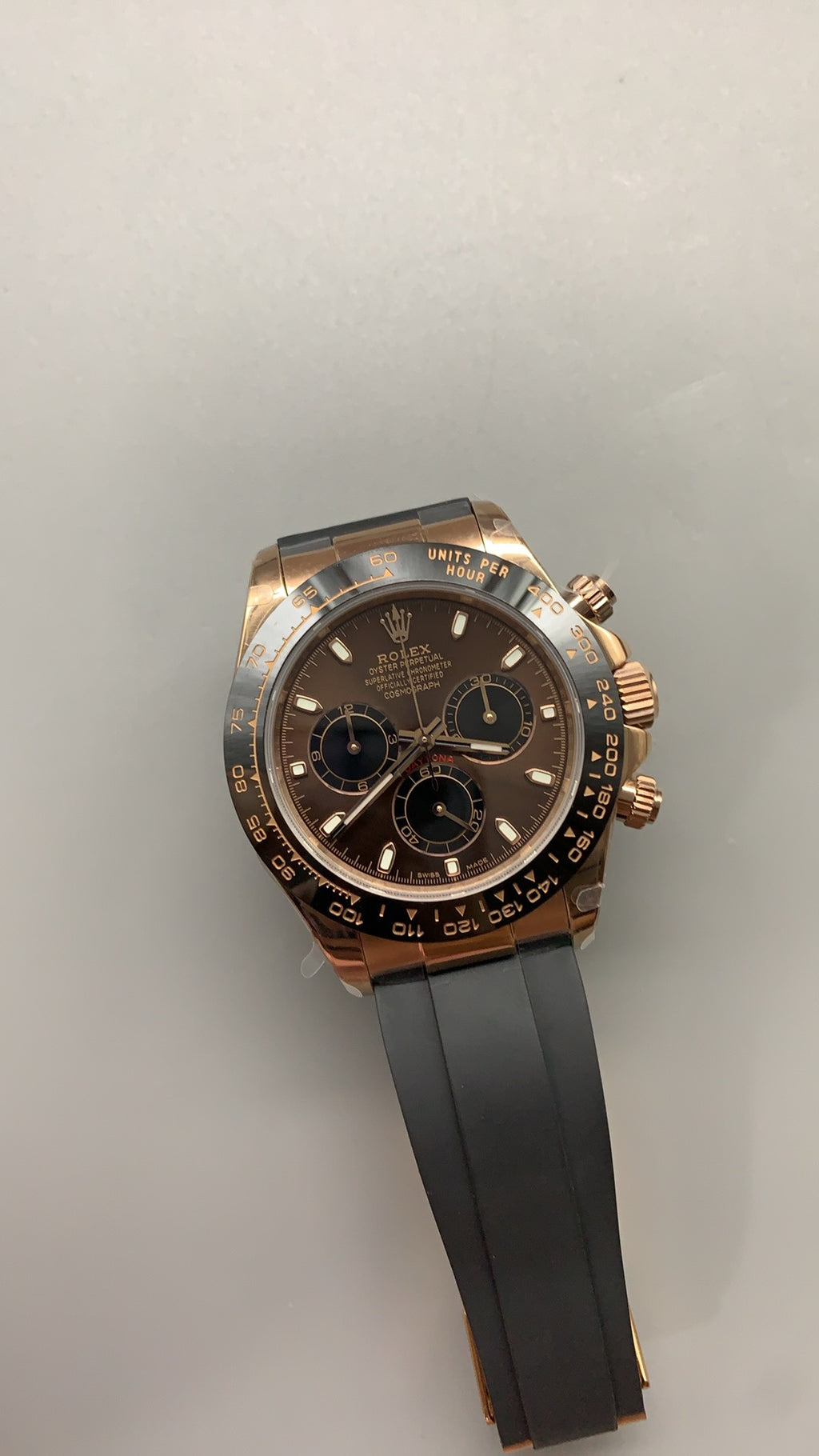 Rolex Daytona 40MM | หน้าปัดสีน้ำตาล | ตัวเรือนสแตนเลสเคลือบสีโรสโกลด์ PVD | กลไกอัตโนมัติ Cal.4130