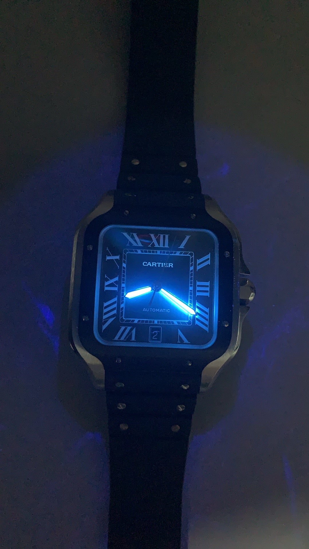 Cartier Santos de Cartier | ขนาด 40 มม. (Large) | ขอบหน้าปัดสีดำ | สายยาง | อัตโนมัติ