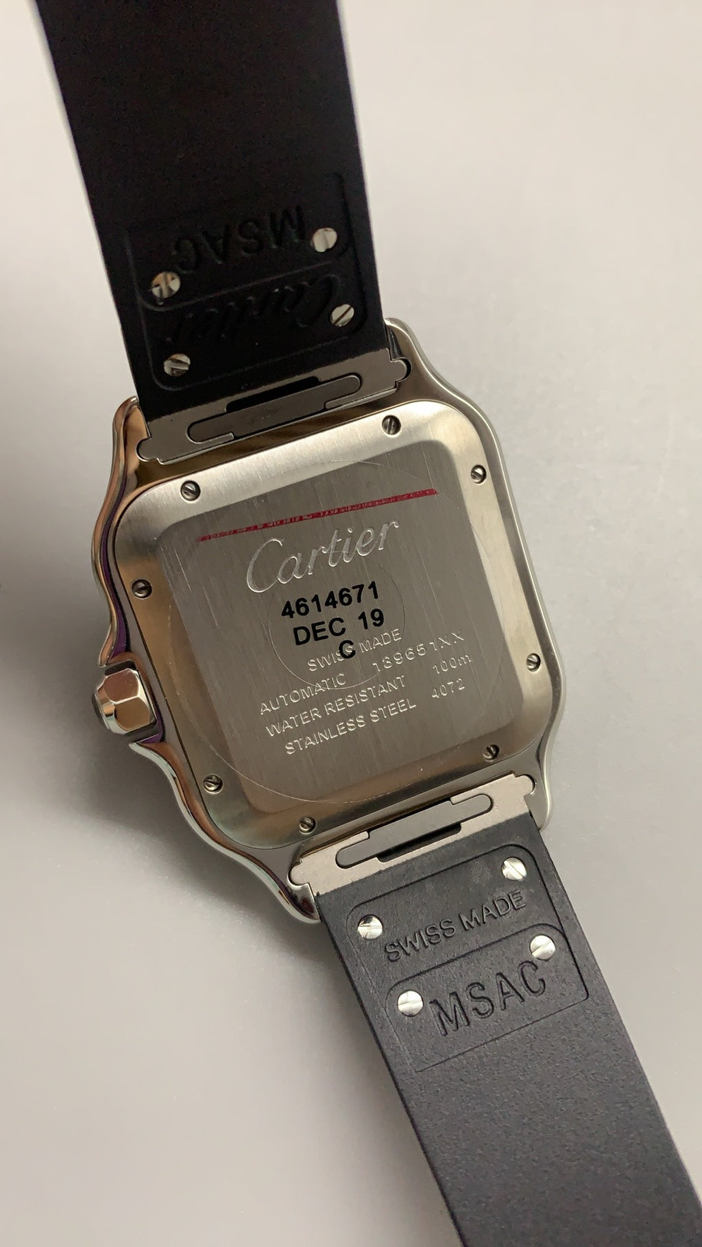 Cartier Santos de Cartier | ขนาด 40 มม. (Large) | ขอบหน้าปัดสีดำ | สายยาง | อัตโนมัติ