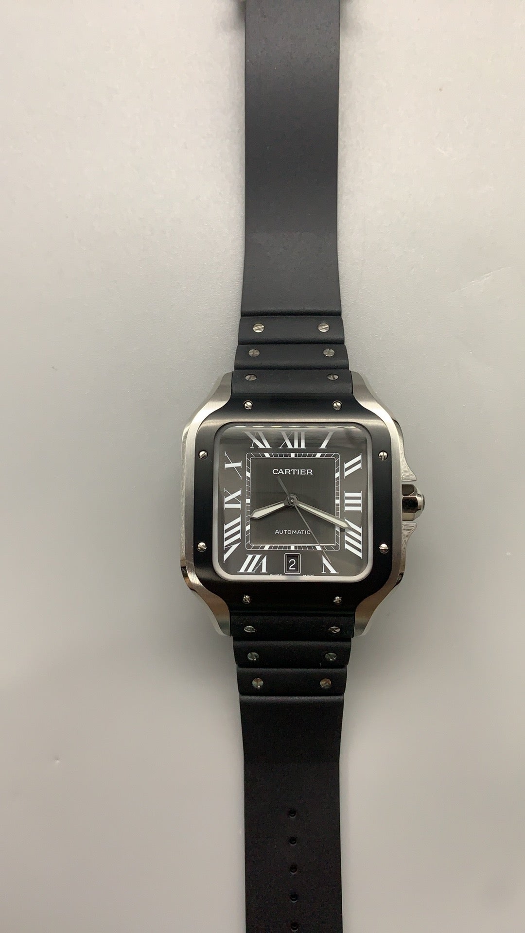 Cartier Santos de Cartier | Size 40 mm (Large) | Black bezel | Rubber strap | Automatic